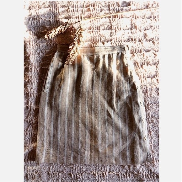 Vintage iblues Plaid Strap Skirt with Side Buttons Tan Academia Style - Picture 1 of 7